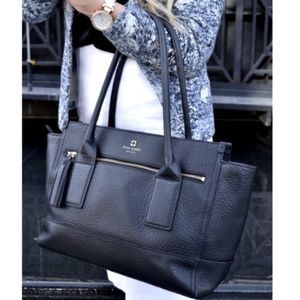 Kate Spade leather tote handbag. Black pebbled leather with gold. Excell…